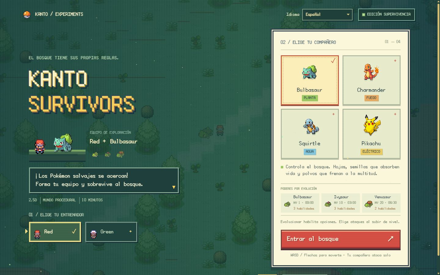 Selección actual de compañeros y evoluciones de Wildbond Survivors